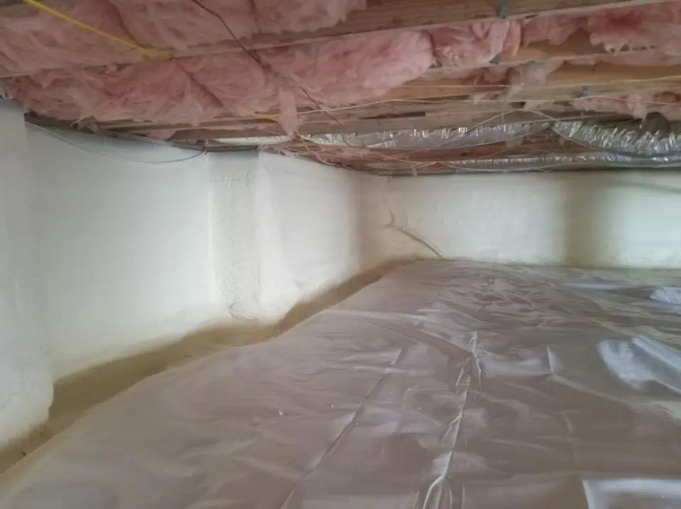 Crawl space encapsulation with closed-cell spray foam for Attic Insulation in Machesney Park